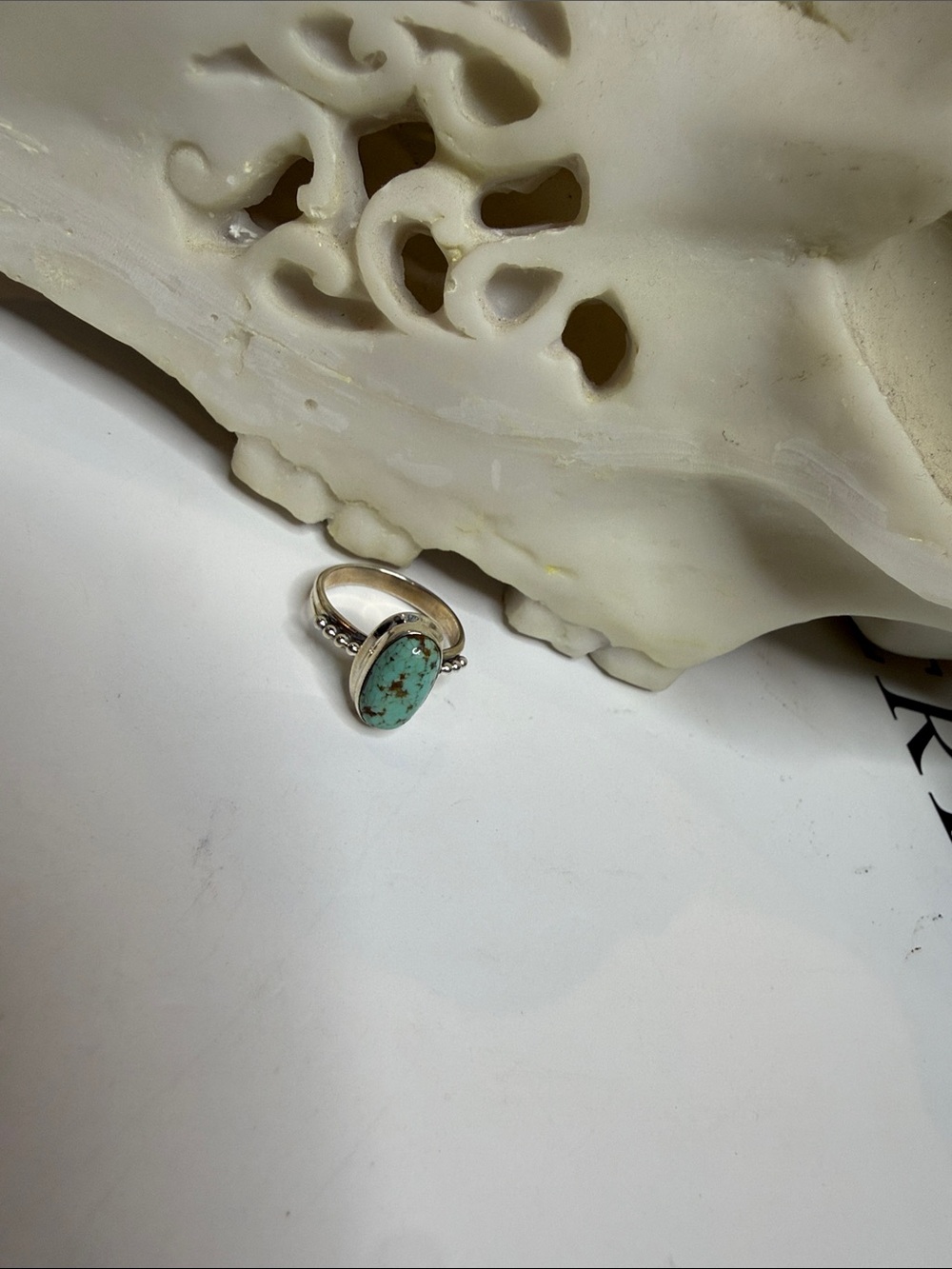 Sterling Silver Turquoise Oval Ring Size 6.5